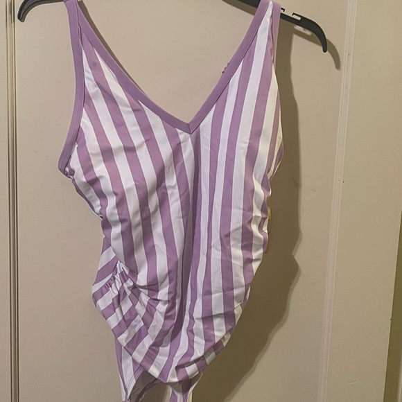 Kona Sol Other - Kona Sol purple stripped one piece swim. NWT. Size 16w.